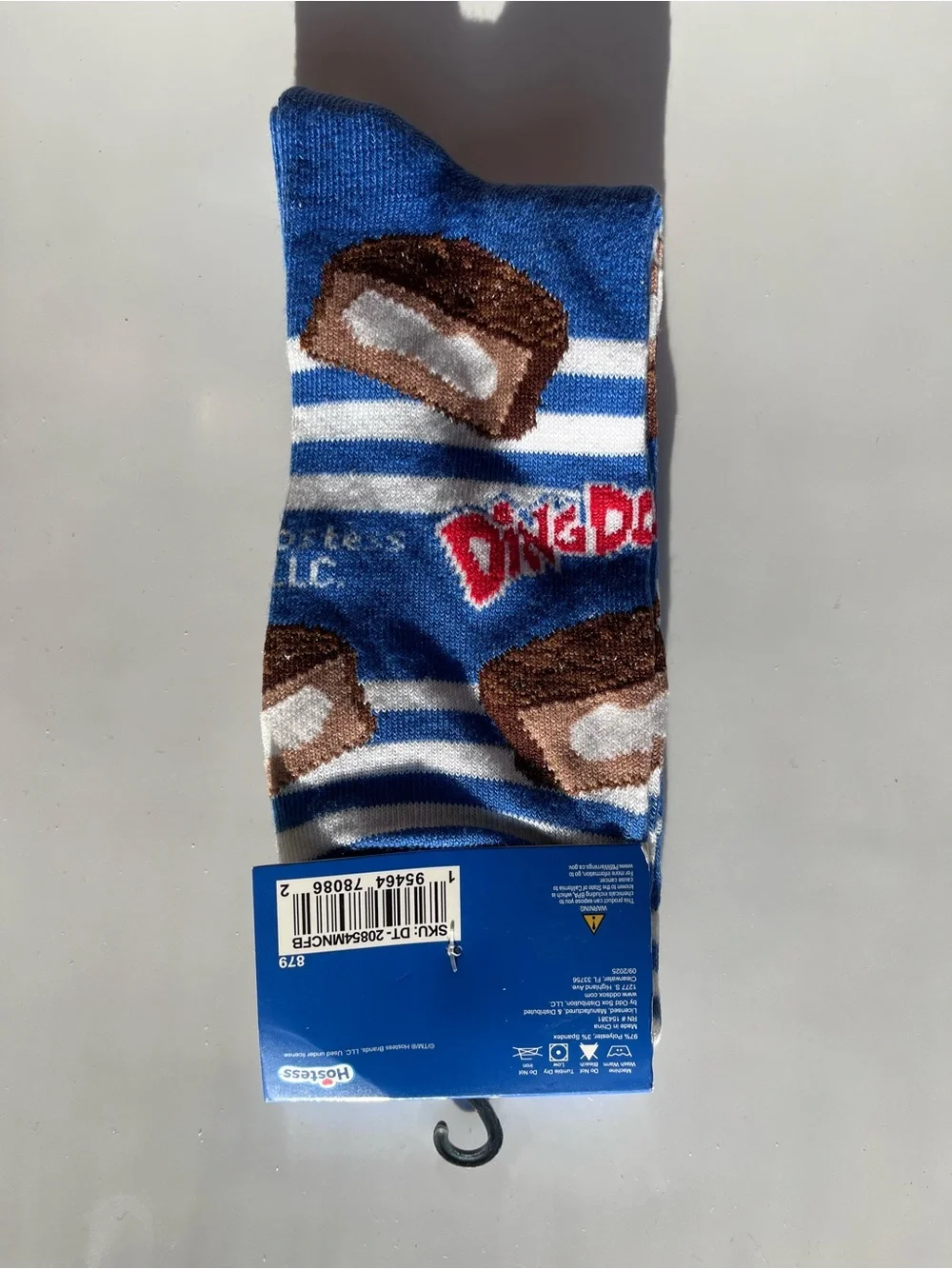 Hanes Blue Crew Socks with Ding Dongs Snack Design